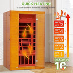 Real Relax Far Infrared Sauna for Home, 2 Person Indoor Home Sauna with Low Emf Red Light Therapy, Canadian Hemlock Wooden Dry Saunas Room with Bluetooth Speakers, 9-Color Chromotherapy Lights