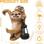 Adorable Sloth Hanging Garden Statue Outdoor Decorative Sculpture, Solar Light Outdoor Waterproof, Garden Decorations Home Patio Yard Outdoor, Relaxed Sloth Gifts for Mom