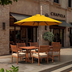 California Umbrella 9' Premium Commercial Hardwood Patio Umbrella, Manual Lift With Sunbrella Sunflower Yellow Fabric