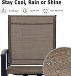 Patio Swivel Chairs Set of 2, Outdoor Swivel Chairs with Armrest, High Back Patio Chair with Metal Frame, All-Weather Outdoor Dining Chair for Deck, Porch and Lawn, Mocha