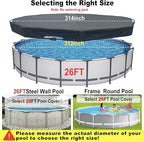 26 Ft Pool Cover, with Automatic Drain Round Pool Cover, One-Piece Quick Installation and Removal Above Ground Pool Cover, Preventing Waterlogging, UV Protected Solar Swimming Pool Cover