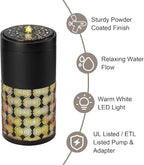 Glitzhome Metal Cutout Water Fountain with Pump, Adapter and LED Light, Modern Black Cutout Bird Bath Garden Outdoor Fountain and Waterfalls 24''H, Freestanding Fountains for Patio Backyard Decor