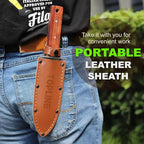 Topline Full Tang Hori Hori Garden Knife, Hori Hori Knife with Sharpening Stone, Double-edge Stainless Steel Blade, Heavy Duty Leather Sheath Included, Garden Tools for Digging, Weeding, Planting