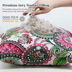 WOLKI Waterproof Outdoor Pillows 26x26 Feather and Down Filled Throw Pillow for Patio Furniture, Outside Decorative Pillow Set of 2 Flower