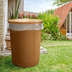 Plexon Large Metal Trash Can with Lid 20 Gallon, Decorative Outdoor Trash Can Heavy Duty Galvanized Metal Bucket with Lid for Garage Workshop Ash Storage Farmhouse, Copper 3 Pack