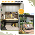 AECOJOY Outdoor Open-Sided Storage Shed Metal Shed, 8x4 Sheds & Outdoor Storage with 56 Sq. Ft Covered, 4'x8' 2-in-1 Tool Shed with Attached Hardtop Metal 6‘x4’ Gazebo