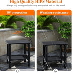 OTSUN Weather Resistant Outdoor Side Tables Set of 2, Adirondack HDPE Small Outdoor Table, 2-Tier Small Patio Tables for Outside or Indoor, Black