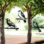 3pcs Black Metal Art Bird Ornaments for PatioTree, Country Farmhouse Style Outdoor Art, Metal Yard Art Outdoor and Garden Decorations,(Includes Cardinal & Raven & Hawk)