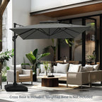 PHI VILLA 10'x 13' Cantilever Patio Umbrella, Outdoor Rectangle Large Umbrellas with Hydraulic Lift and 360°Rotation, Grey