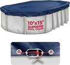 10 x 15 ft Oval Pool Covers for Above Ground Pools, Oval Winter Pool Cover, Swimming Pool Cover, Keeps Out Debris, Cold and UV Resistant, Supreme Mesh, Navy Blue