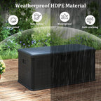 Tangkula 100 Gallon Outdoor Storage Box, Resin Outdoor Storage Bench with Lockable Lid, Waterproof Deck Box for Garden Tools, Pool Accessories, Cushions
