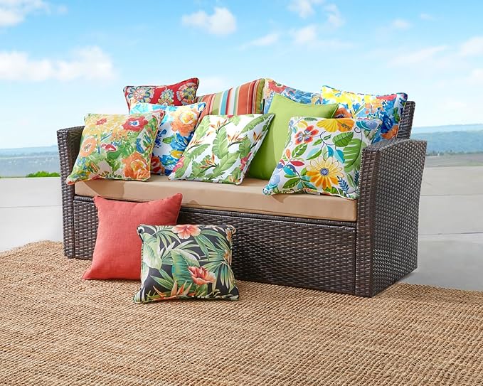 BrylaneHome 16" Square Toss Pillow - Patio & Outdoor - Patio & Outdoor - Water, Stain & Fade Resistant - Granada