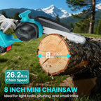 2-in-1 Cordless Pole Saw & 8 Inch Mini Chainsaw with Carrying Bag, 2×21V 3000mAh Rechargeable Batteries, Lightweight (7.3 lbs), 14FT Max Reach Electric Pole Saw for Tree Trimming, Branch Cutter