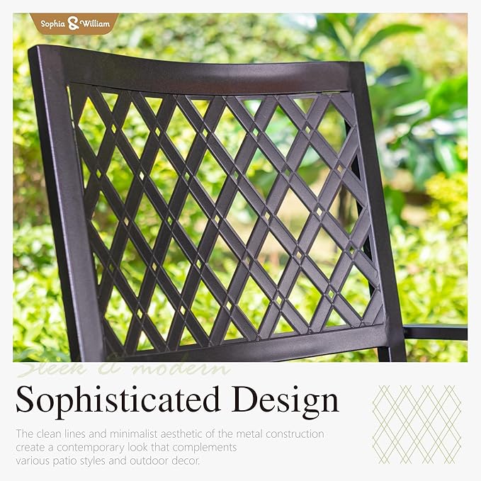 Sophia & William Round Patio Table and Chairs Set, Outdoor Dining Set for 6, 7 Piece Metal Patio Furniture, 54" Black Table(Diamond)