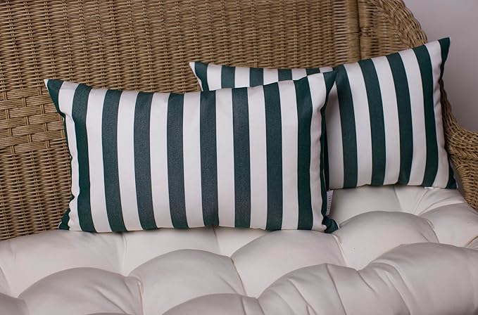 RSH DECOR: Sunbrella Pillow Covers Set of 4 | Covers Only - 20" x 12" | Outdoor Lumbar Pillow Covers Crafted with Sunbrella Performance Fabric | Mason Forest Green