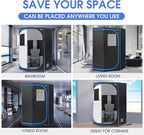 Portable Full Size Infrared Sauna for Home,Pentagonal Size Far Infrared Sauna,One Person Sauna Tent with Heating Foot Pad, Portable Chair, (L38 x W38 x H63, Black)