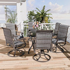 UDPATIO Patio Swivel Dining Chairs Set of 6, Outdoor Swivel Chairs High Back with All Weather Padded Textilene, Metal Rocking Frame for Lawn Garden, Dark Grey