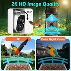 2K HD Smart Bird Feeder Camera with Solar Power, AI Bird Species ID, Auto Video Capture, Instant Notifications, SD&Cloud Storage