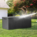 YITAHOME 120 Gallon Resin Deck Box, Weather Resistant Outdoor Storage Box for Patio Cushions, Garden Tools, Pool Supplies, Lockable, Easy Assembly, Extra Seat or Table (Dark Gray)