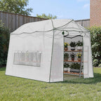 11 x 8.5 FT Walk-in Greenhouse, Portable Pop-up Green House 3 Adjustable Hights Heavy Duty Plant Gardening Canopy with Durable PE Cover for Indoor Outdoor (Clear and White)
