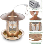 Bird Feeder, Metal Wild Bird Feeders for Outdoors Hanging, Beautiful Birdfeeders for Outside Garden Patio Decors - Dragonfly Pattern