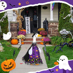 Halloween Porch Goose Outfit Set for 23'' Plastic Lawn Goose Statue Clothes Witch Skirt Halloween Costume for Outdoor Patio Yard Lawn Art Decor