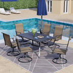 Patio Swivel Dining Chairs Set of 8, Outdoor Metal Chair with Textilene Mesh Fabric Patio Furniture Set Porch Chairs with Metal Rocking Frame for Lawn Garden Backyard