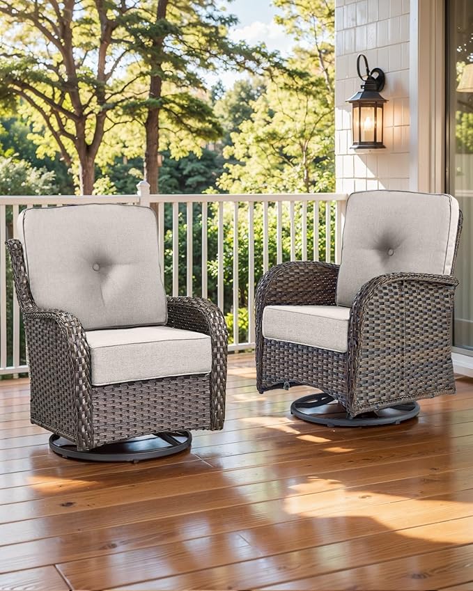 Luxury 22x24/22x25 6-Inch Outdoor Furniture Cushions Set of 6 - Comfortable Deep Seat Patio Zipper Chair Cushion for Wicker Wicker Rocking Swivel Chairs Loveseat Couch Sectional Sofa - Beige