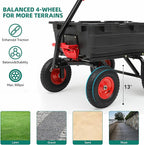 1200lbs Garden Dump Cart,7 Cu.Ft Utility Wagon Cart with Hitch,Heavy Duty Yard Dump Wagon Wheelbarrows with 13" All Terrain Wheels & 2-in-1 Handle,Tow Behind for Lawn Mower Tractor ATV