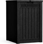 55 Gallon Plus Lockable Resin Deck Box, Waterproof Outdoor Storage Box for Patio Furniture, Garden Tools, Pool Accessories, UV-Resistant Outside Delivery, Black