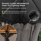 SUNJOY Kingston 12' x 10' Hardtop Gazebo with Galvanized Steel/Polycarbonate Double Roof, Curtain and Netting, Woodgrain Finish Aluminum Posts Permanent Pavilion Gazebo for Garden, Patio, Deck, Lawn