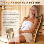 2025 Upgraded Premium Red Cedar Wood Sauna Backrest, Sauna Accessories with Non-Slip Pad, S-Shaped Ergonomic Design, Sauna Chair with Backrest, for Infrared Sauna and All Barrel Saunas, Handmade, 21"