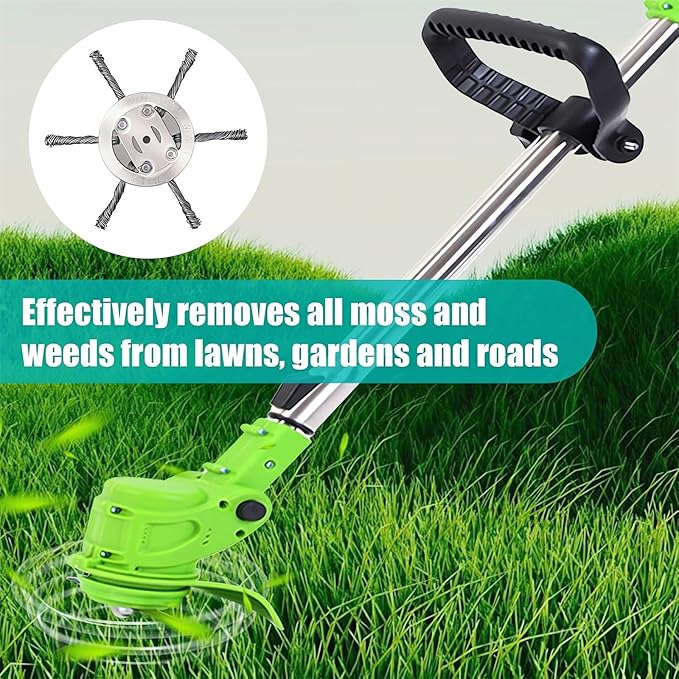 6 Inch Steel Wire Rotary Heavy Duty Weed Brush Cutter Wheel Grass String Trimmer Blades Head Universal Metal Wire Weed Eater Trimming Head Replacement Weed Wacker Weedeater Attachments (3 heads - 6in)