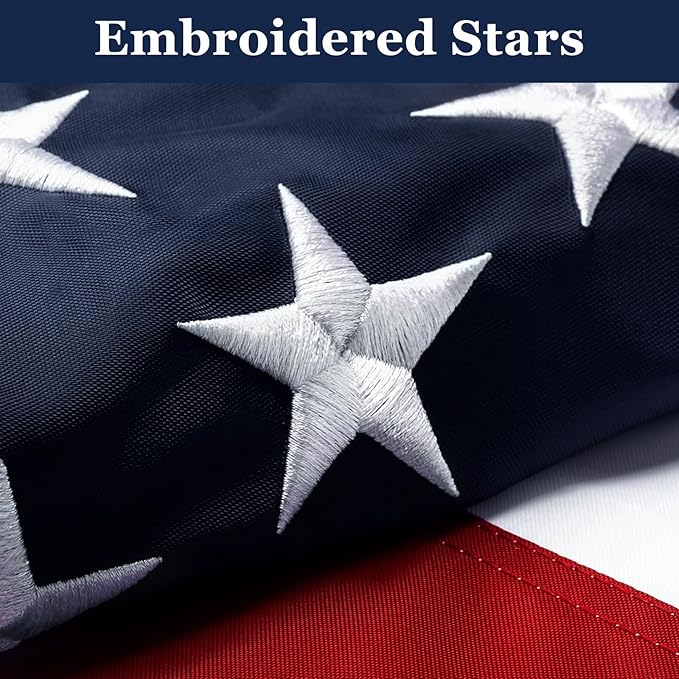 American Flags for Outside 2x3 Ft; American Flags 2x3 Outdoor Heavy Duty. Durable 250D Polyester US flags with Premium Embroidered Stars, Sewn Stripes, Brass Grommets, and Vibrant Colors.