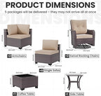 12 Pcs Outdoor Patio Furniture Set Outdoor Furniture All Weather Patio Sectional Sofa PE Wicker Modular Conversation Sets with Coffee Table, Swivel Rocking Chair (Sand)