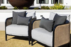 RSH Décor - Jumbo Lumbar Pillow Covers – Set of 2 | 26" x 16" | Outdoor Use – Patio, Lounge, Adirondack, Deck | Water & Fade-Resistant | Includes Down-Alternative Inserts | Charcoal Grey (Gray)
