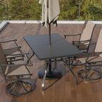 Soohow Outdoor Dining Table 60"x35", Rectangle Patio Dining Table with 1.57" Umbrella Hole, Outdoor Metal Furniture for Patio, Graden, Backyard and Poolside, Weather-Resistant