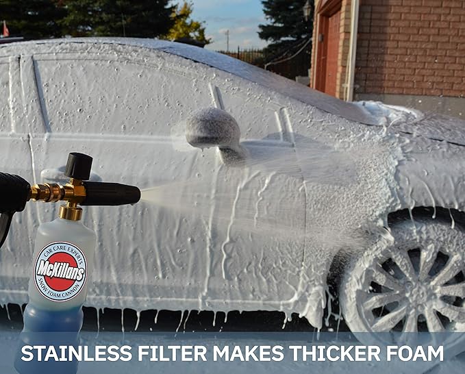 McKillans Car Wash Foam Cannon for Pressure Washer - Snow Lance Soap Dispenser for Car Washing with Adjustable Thick Foam - Including 1/4 Quick Connector