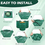 106 Gallons Lawn and Leaf Bags,Reusable Yard Waste Bags with Gardening Gloves,Heavy Duty Garden Bags with 4 Handles for Lawn Care, Camping & Recycling(3 Pack）