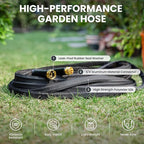 Giraffe Tools Garden Hose 100FT Lightweight Lay Flat Water Hose Kink Free Flexible Hose with 9 Spray Function Nozzle（Black）