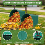 2 Pack 40 Gallon Dustpan Type Lawn Bags Reusable Collapsible Heavy Duty Leaf Bags Yard Waste bags Collecting Leaves Lawn Grass Branches