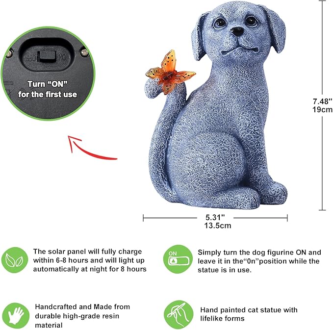 Nacome Dog Outdoor Statues for Garden: Outside Decor with Butterfly Clearance for Yard Art Lawn Ornaments Porch Patio Balcony Home House - Birthday Gifts for Grandma Mom Women