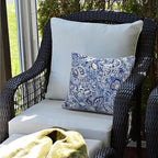 LVTXIII Set of 2 Patio Throw Pillows 16"x16" Fade Resistant Outdoor Throw Pillows with Inserts, Fluffy Decorative Garden Toss Pillow Cushions for Home Coach Sofa Use, Floral Bluish Violet