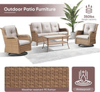 4 Piece Patio Furniture-All-Weather PE Wicker Outdoor Patio Furniture with Swivel Rocker Chairs,Outdoor Couch, Set with Coffee Table