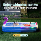 Dragon Inflatable Pool with Lights, Oversized 119"x86"x21" Family Inflatable Kids Pool Flamingo& Swan Inflatable Swimming Pool for Adults Blow up Pool for Backyard（with Electric Pump）