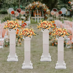 Roman Column Pedestal, Plastic White Columns for Weddings Indoor/Outdoor Roman Pillar Stand for Table Sculptures, Vase, Garden Decor (4PCS, 11.8 x 35.4 Ihch Square)