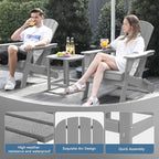 Plawdlik Hdpe Outdoor Adirondack Side Table, Wooden Textured, Set for Patio, Garden, Porch, Pool Composite Patio, Backyard, Bathroom and Indoor, Maintenance & Weather Resistant (Grey)