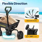 VIVOHOME 4 Cu.Ft 660lbs Wheelbarrow Garden Cart Dump Wagon with 2-in-1 Convertible Handle Attach to ATV or Tractor, 10" All Terrain Wheels, Quick Release System, Heavy Duty Utility Trailer for Yard