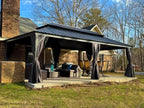 PURPLE LEAF 12' X 26' Hardtop Gazebo Aluminum Gazebo with Galvanized Steel Double Roof for Patio Lawn and Garden, Curtains and Netting Included Grey