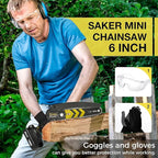 Saker Mini Chainsaw,6 Inch Portable Electric Chainsaw Cordless, Small Handheld Chain saw for Tree Branches,Courtyard, Household and Garden (SK1806D-Y)